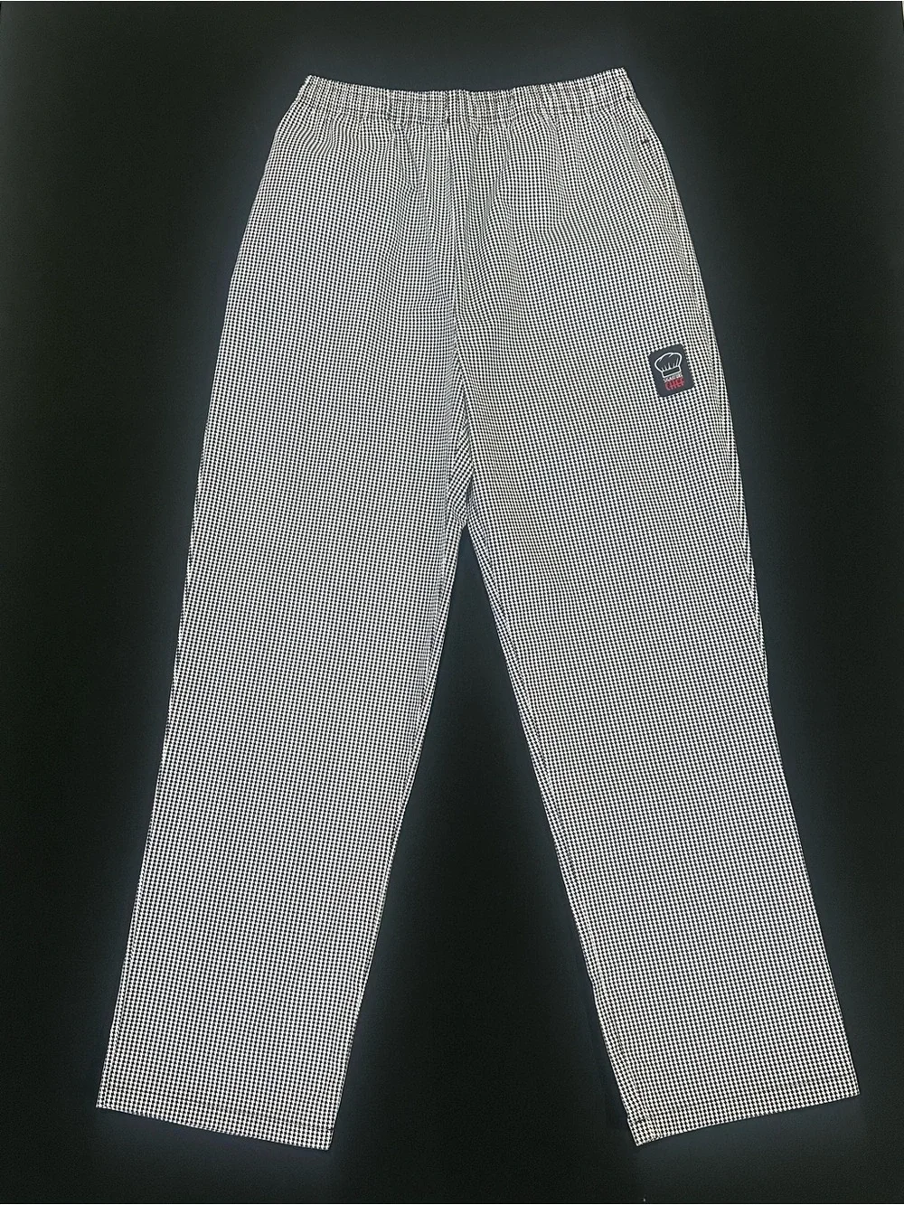 Winco Signature Chef Houndstooth Chef Pants Medium Elastic Waist Workwear